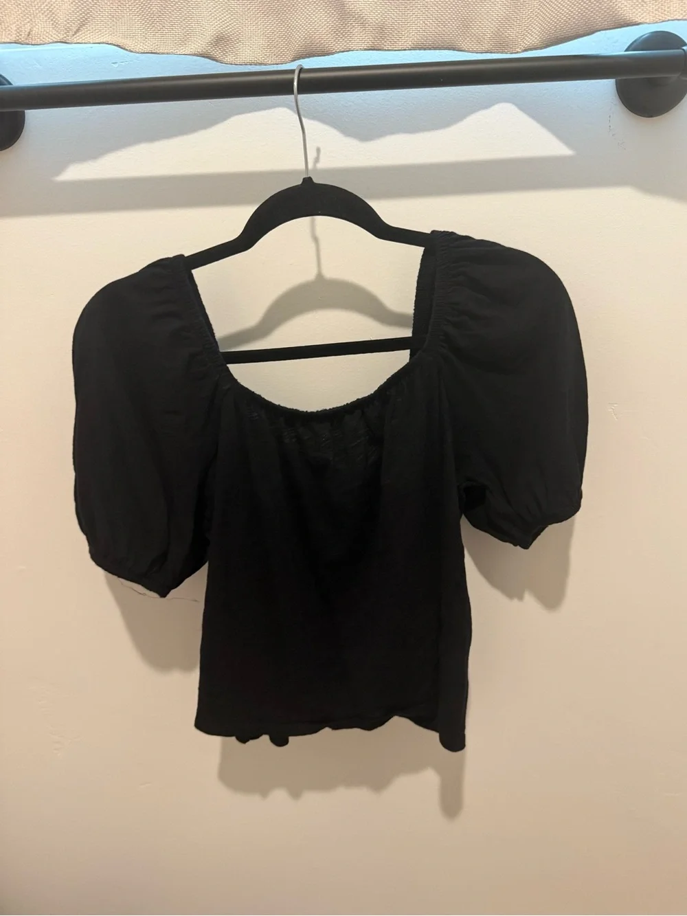 Old Navy Black Square-Neck Puff Sleeve Top - Women